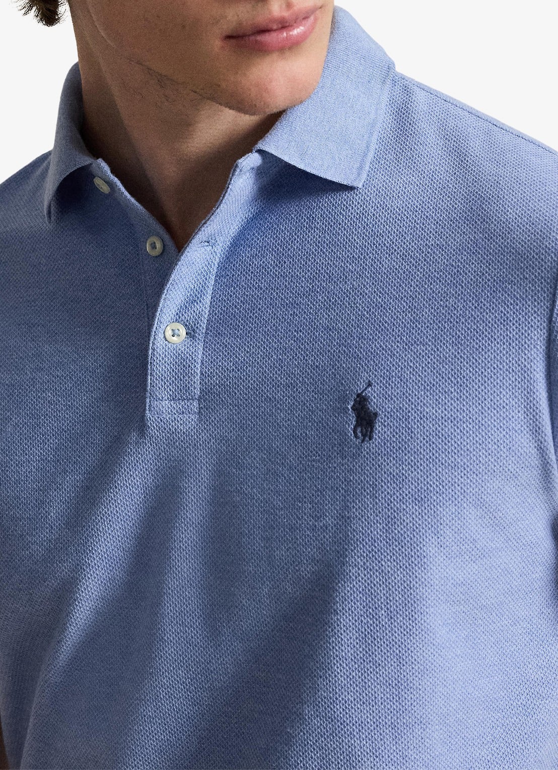 Ralph Lauren Custom slim fit polo met logo - detail 2 isle heather / blauw