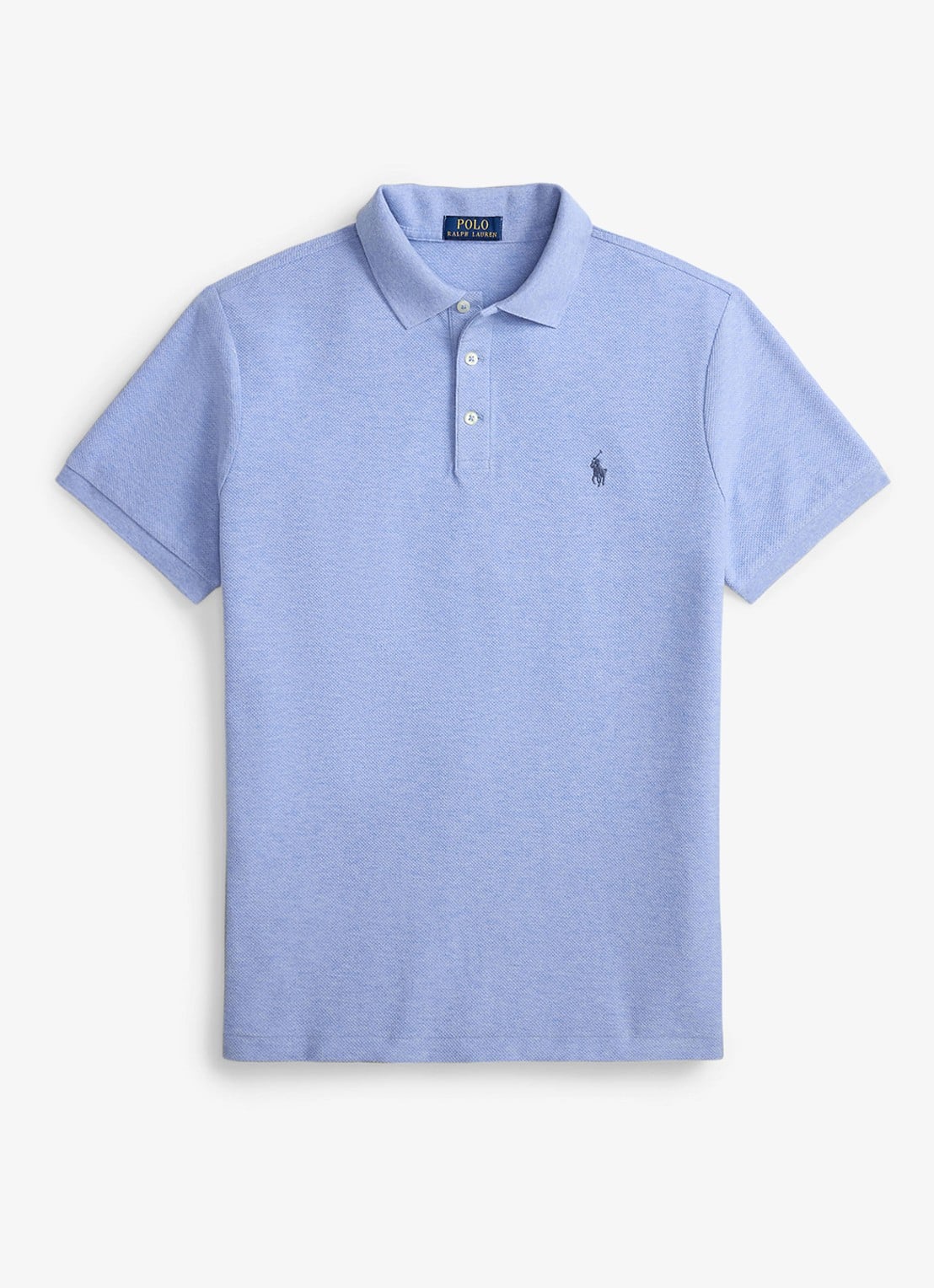 Ralph Lauren Custom slim fit polo met logo - voorkant 4 isle heather / blauw