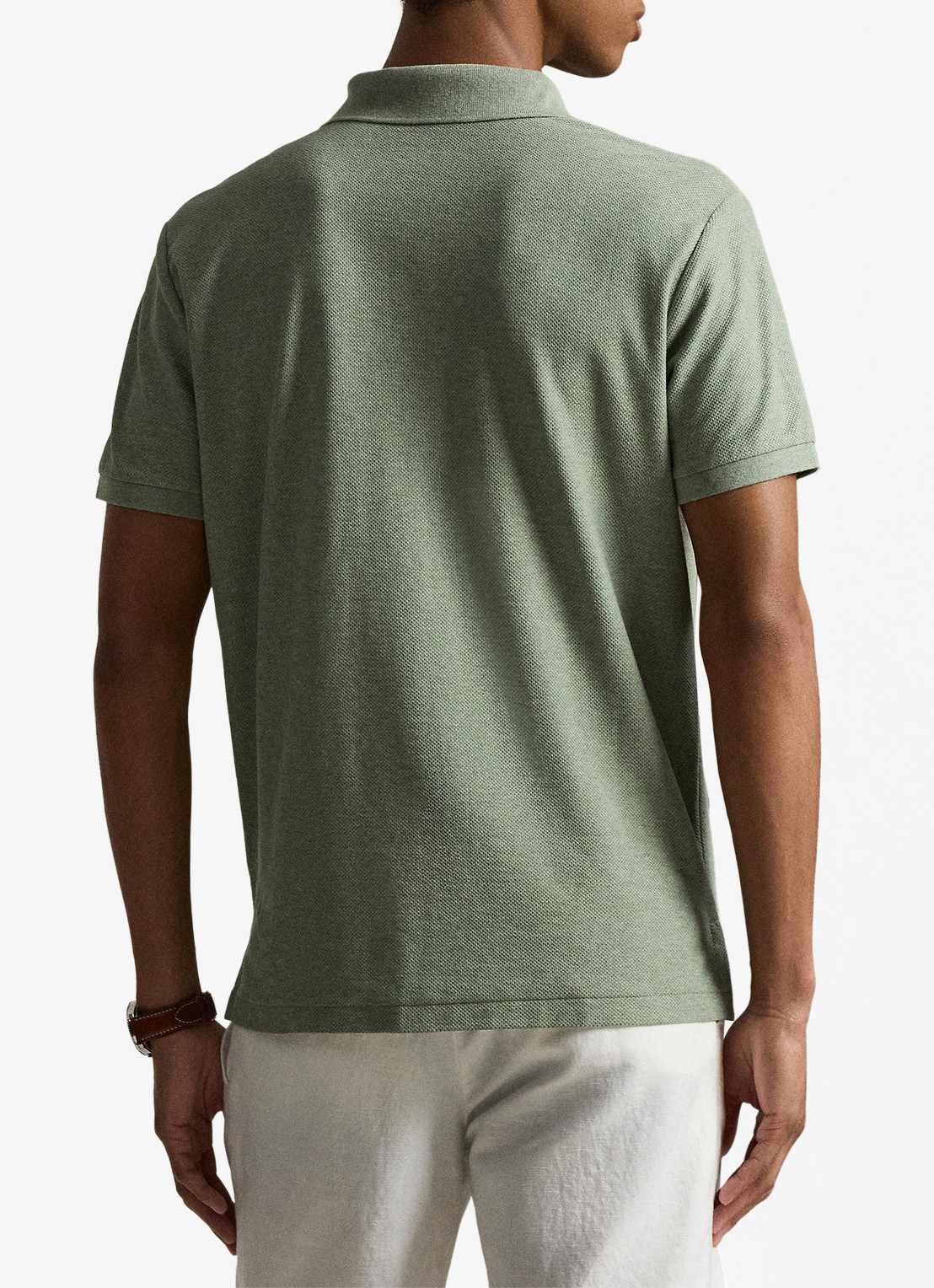 Ralph Lauren Custom slim fit polo met logo - achterkant 3 greenery heather / groen