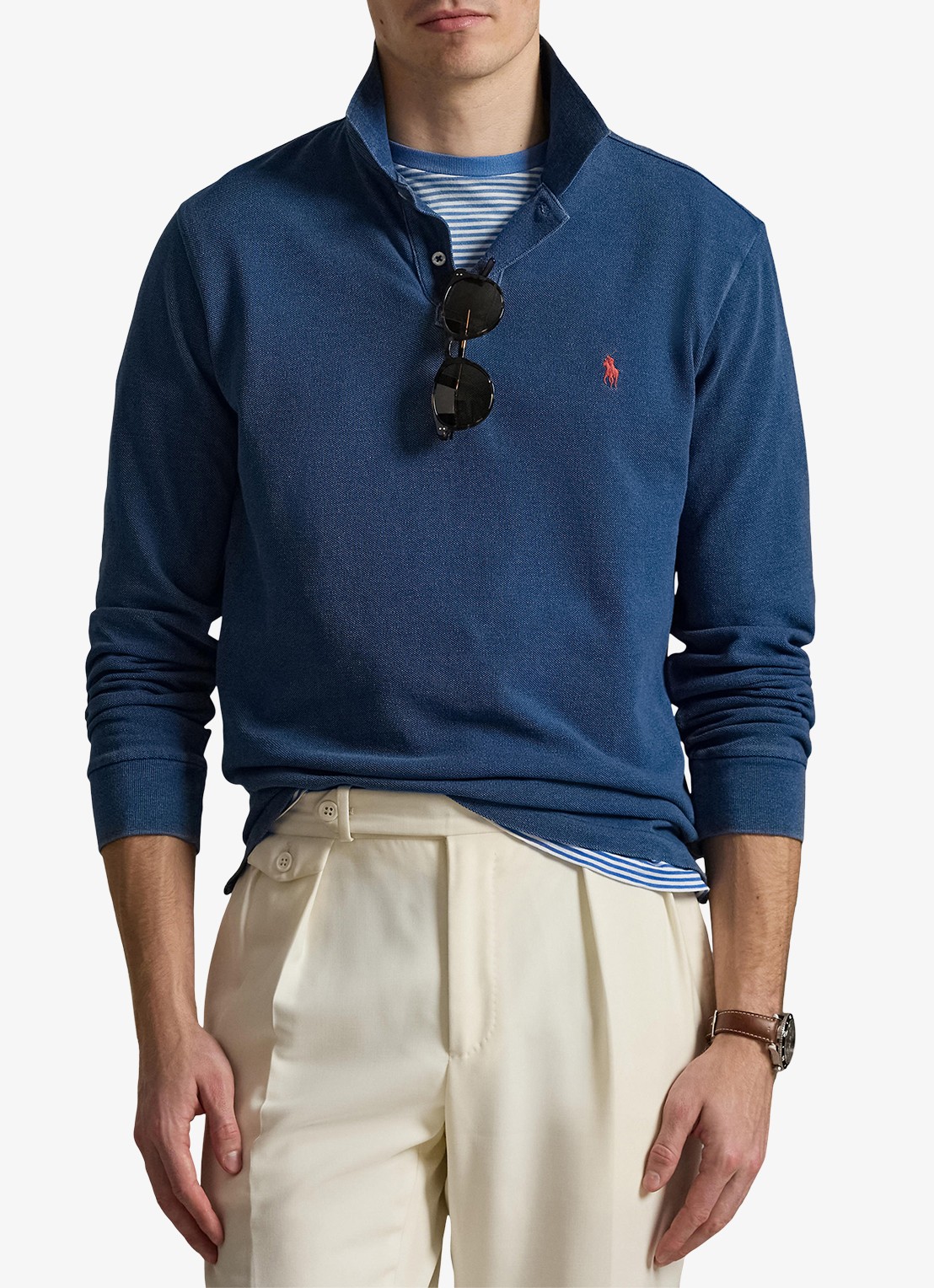 Ralph Lauren Custom slim fit polo met logoborduring - detail 4 medium indigo / blauw