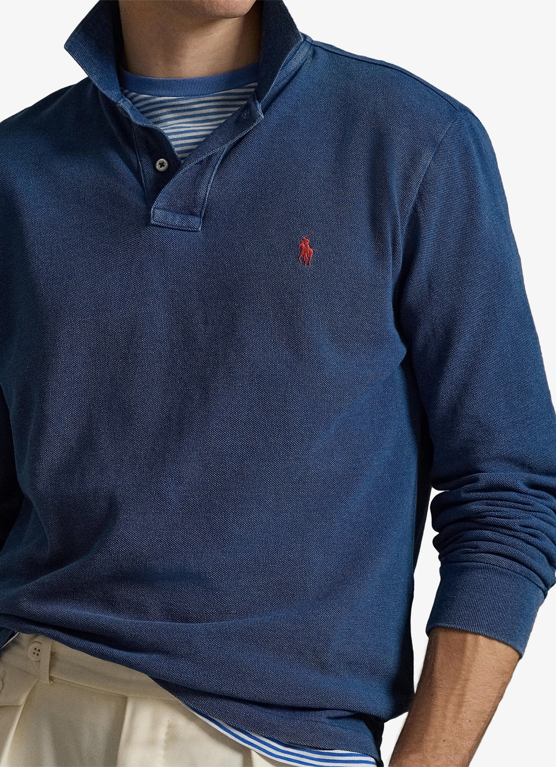 Ralph Lauren Custom slim fit polo met logoborduring - detail 5 medium indigo / blauw