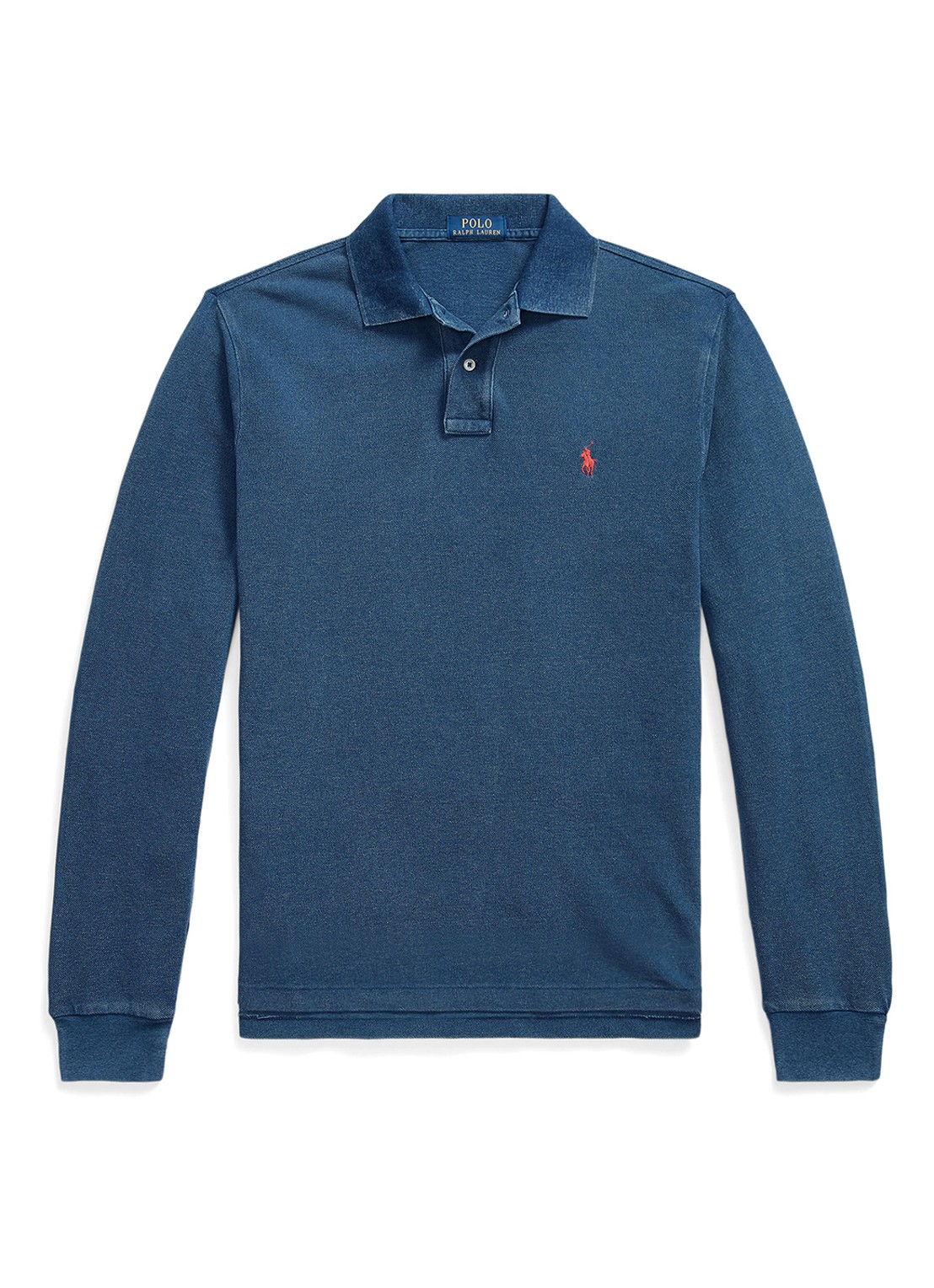 Ralph Lauren Custom slim fit polo met logoborduring - voorkant 2 medium indigo / blauw