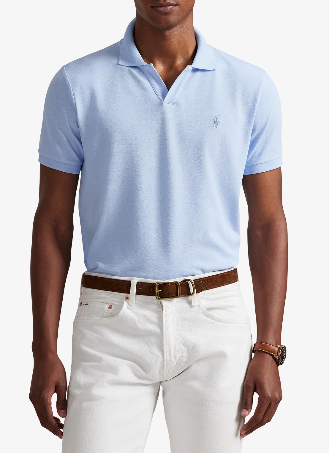 Ralph Lauren Custom slim fit polo met logoborduring - detail 4 office blue/c1714-zxu8