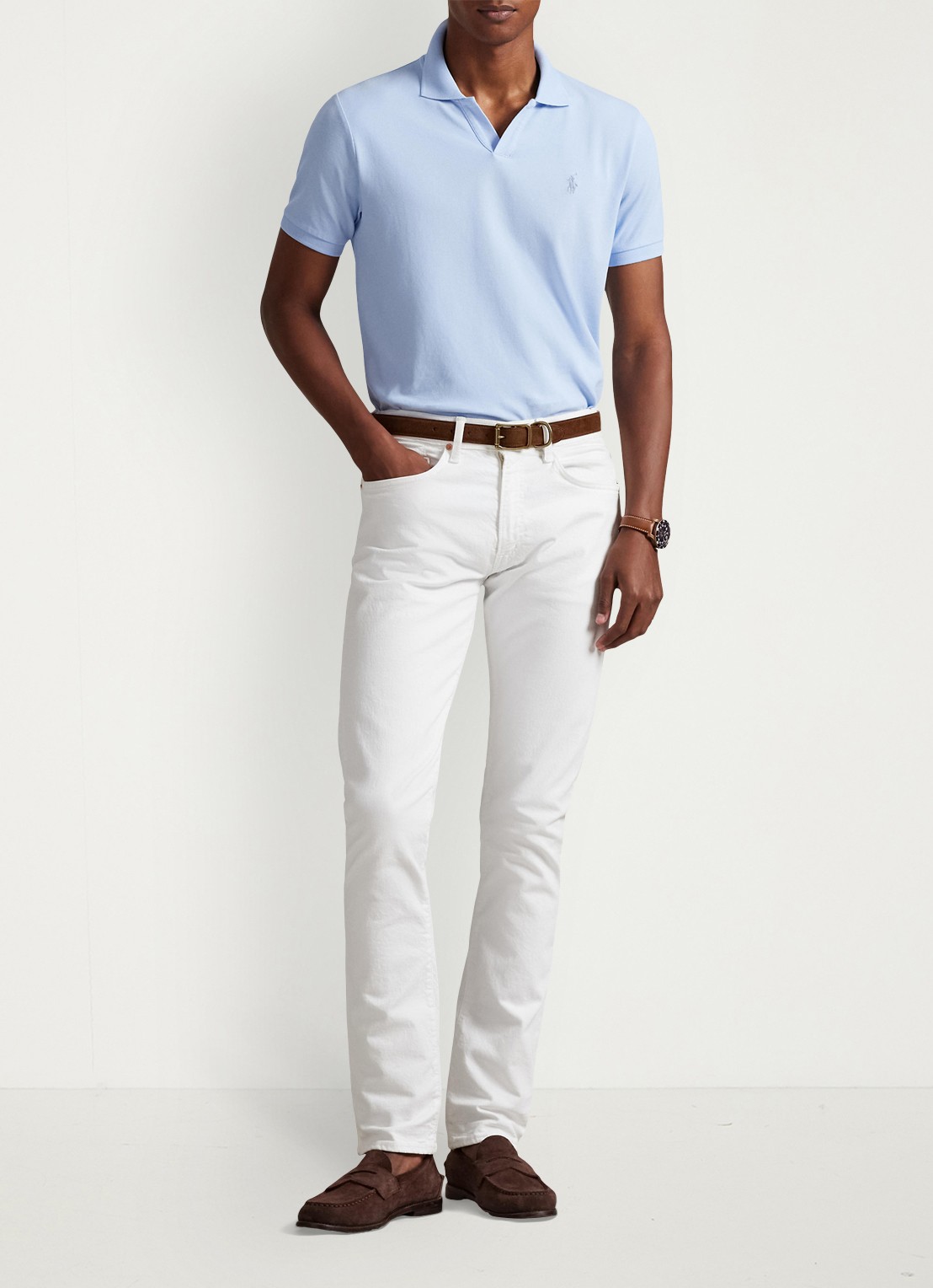 Ralph Lauren Custom slim fit polo met logoborduring - voorkant 2 office blue/c1714-zxu8