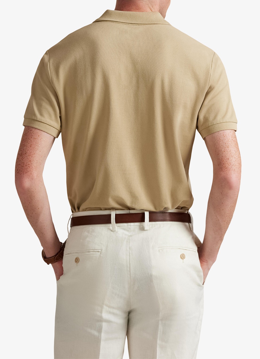Ralph Lauren Custom slim fit polo met logoborduring - achterkant 3 coastal beige/c8645-zxu9