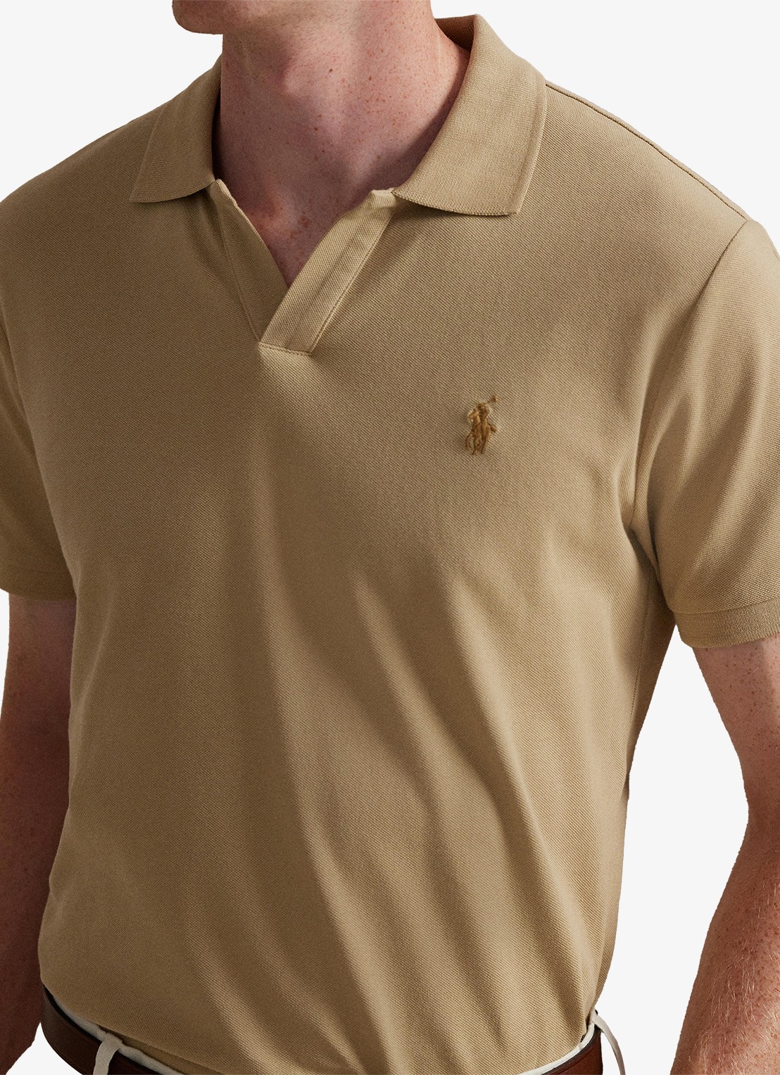 Ralph Lauren Custom slim fit polo met logoborduring - detail 5 coastal beige/c8645-zxu9