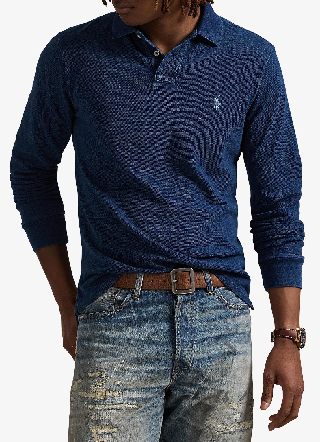 Ralph Lauren Custom slim fit polo met logoborduring - detail 2 dark indigo / donkerblauw