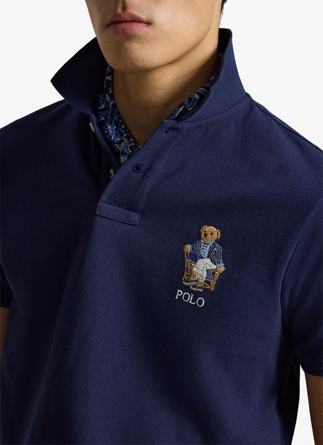 Ralph Lauren Custom slim fit polo met logoborduring - detail 5 newport navy / donkerblauw