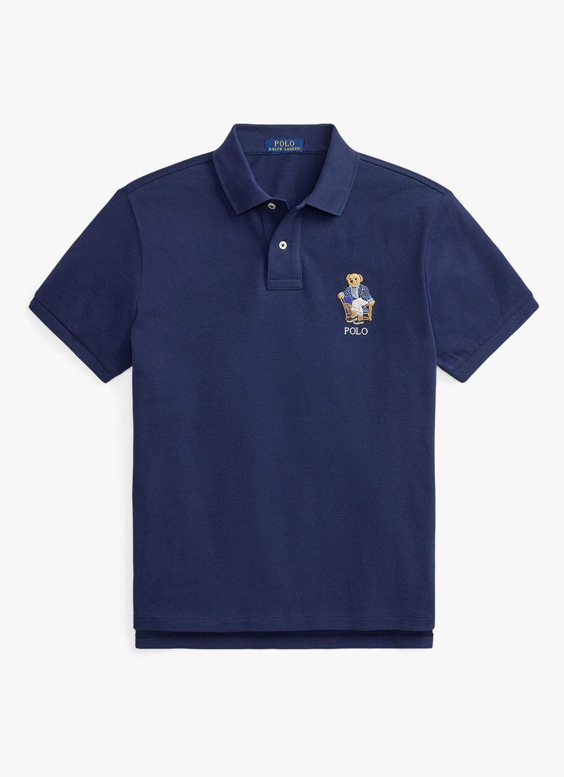 Ralph Lauren Custom slim fit polo met logoborduring - voorkant newport navy / donkerblauw