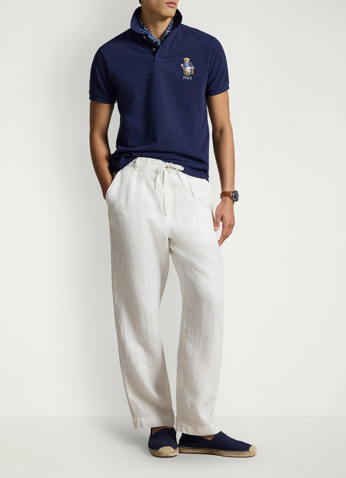 Ralph Lauren Custom slim fit polo met logoborduring - voorkant 2 newport navy / donkerblauw