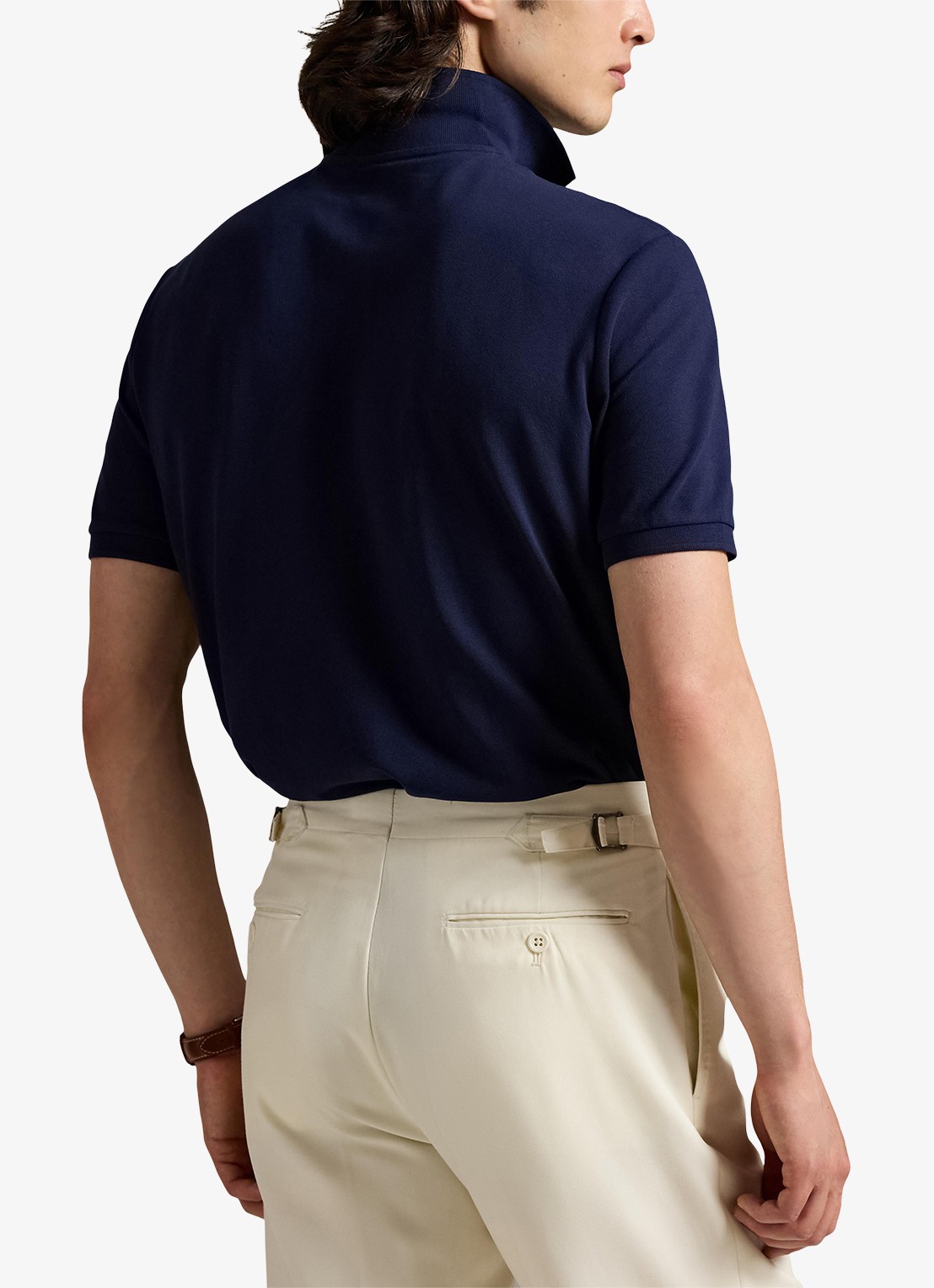 Ralph Lauren Custom slim fit polo met stretch - achterkant 4 refined navy blue / donkerblauw