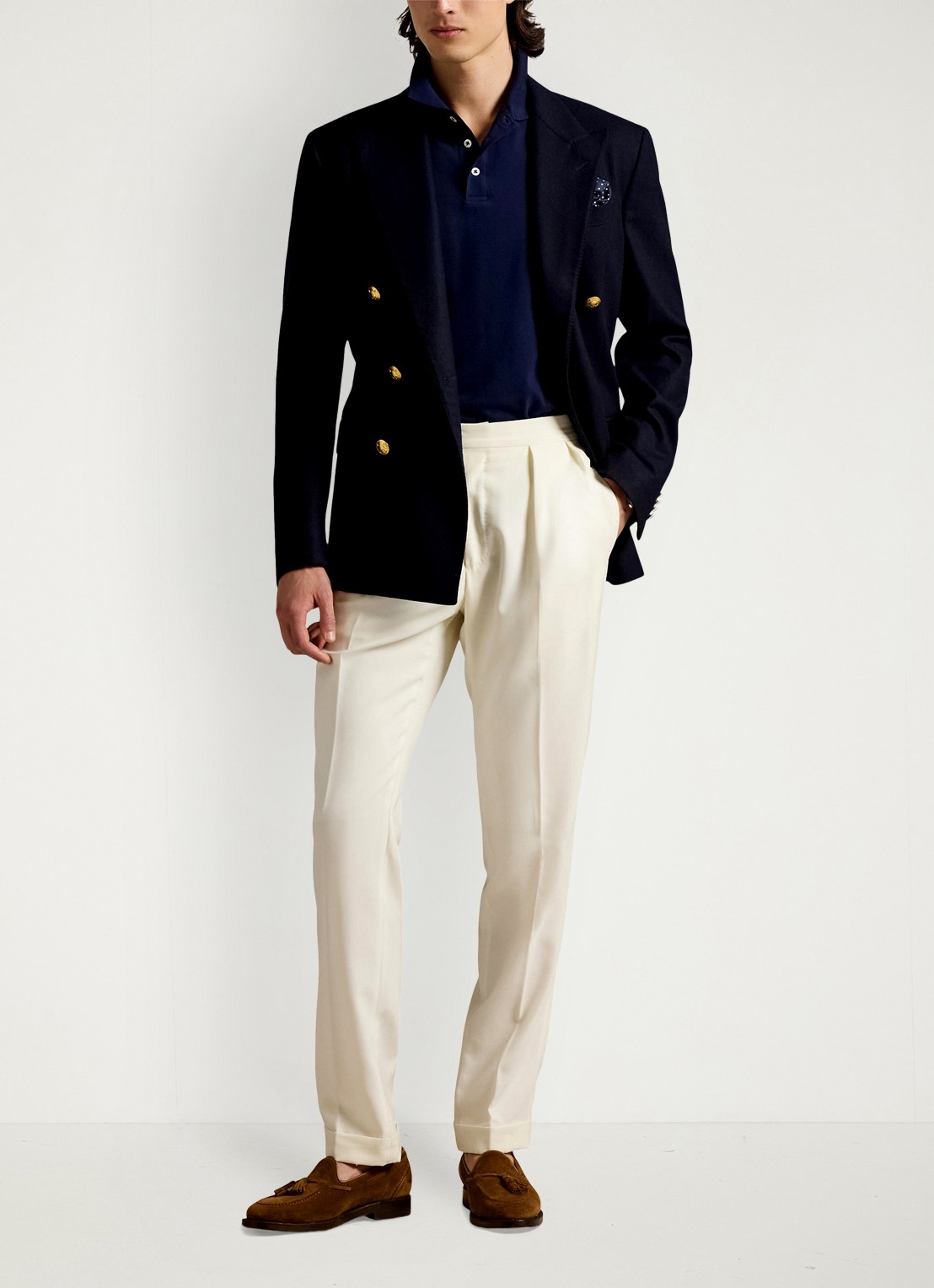 Ralph Lauren Custom slim fit polo met stretch - voorkant 3 refined navy blue / donkerblauw