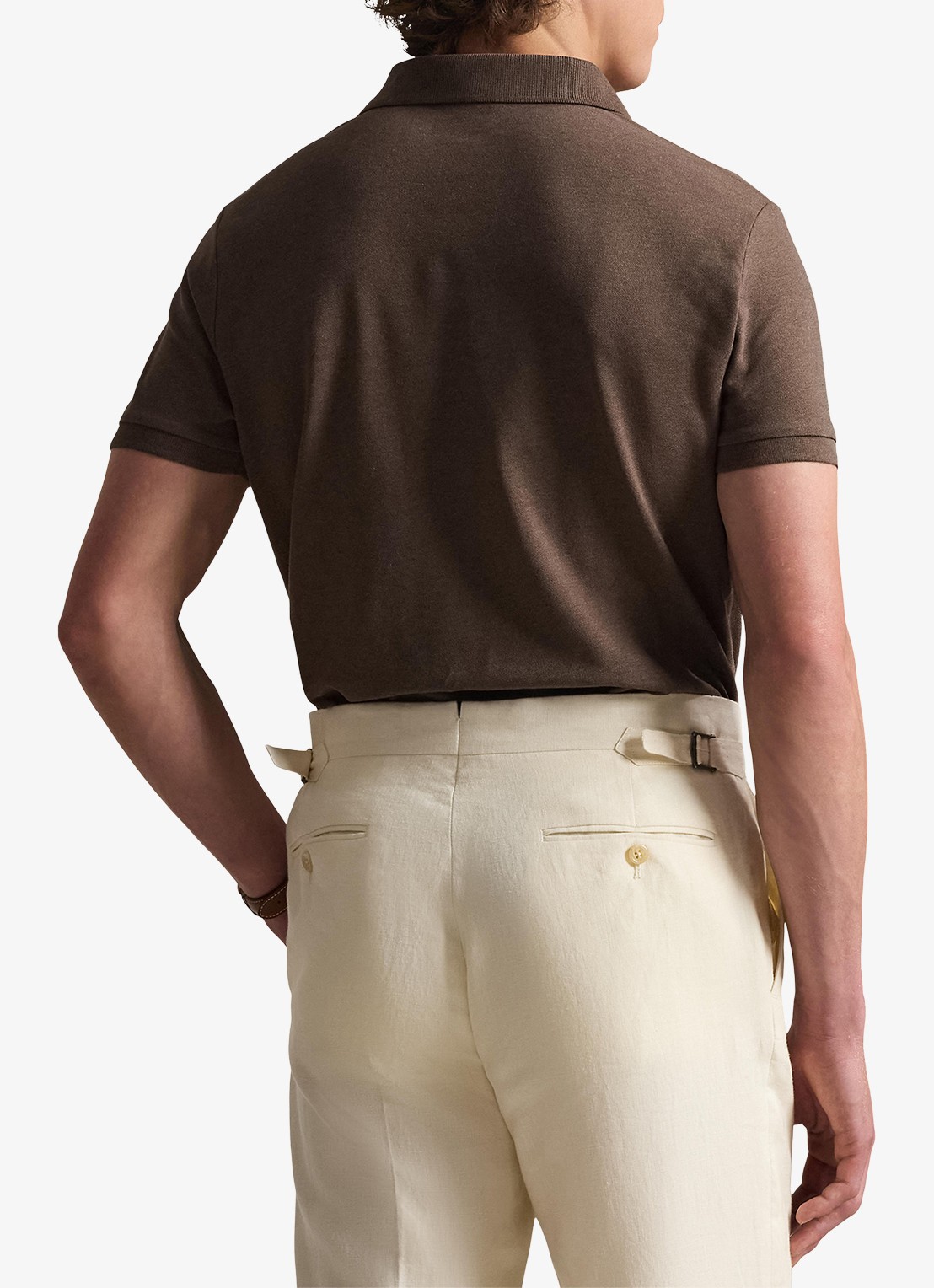 Ralph Lauren Custom slim fit polo met stretch - achterkant 5 donkerbruin