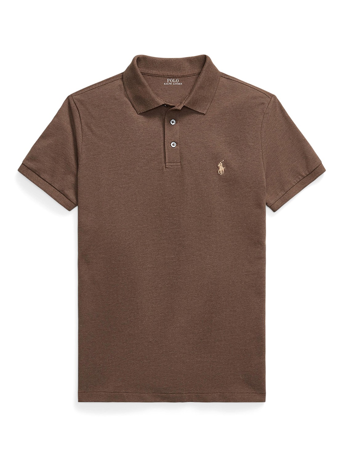Ralph Lauren Custom slim fit polo met stretch - voorkant 3 donkerbruin