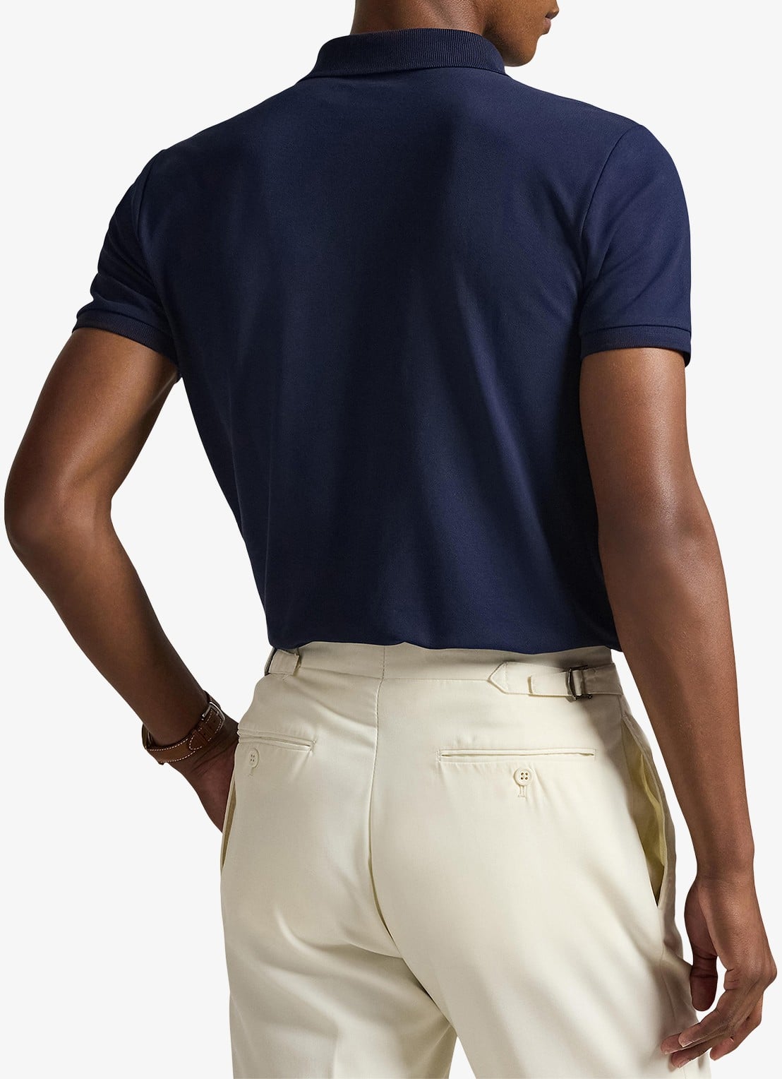 Ralph Lauren Custom slim fit polo met stretch - achterkant refined navy / donkerblauw