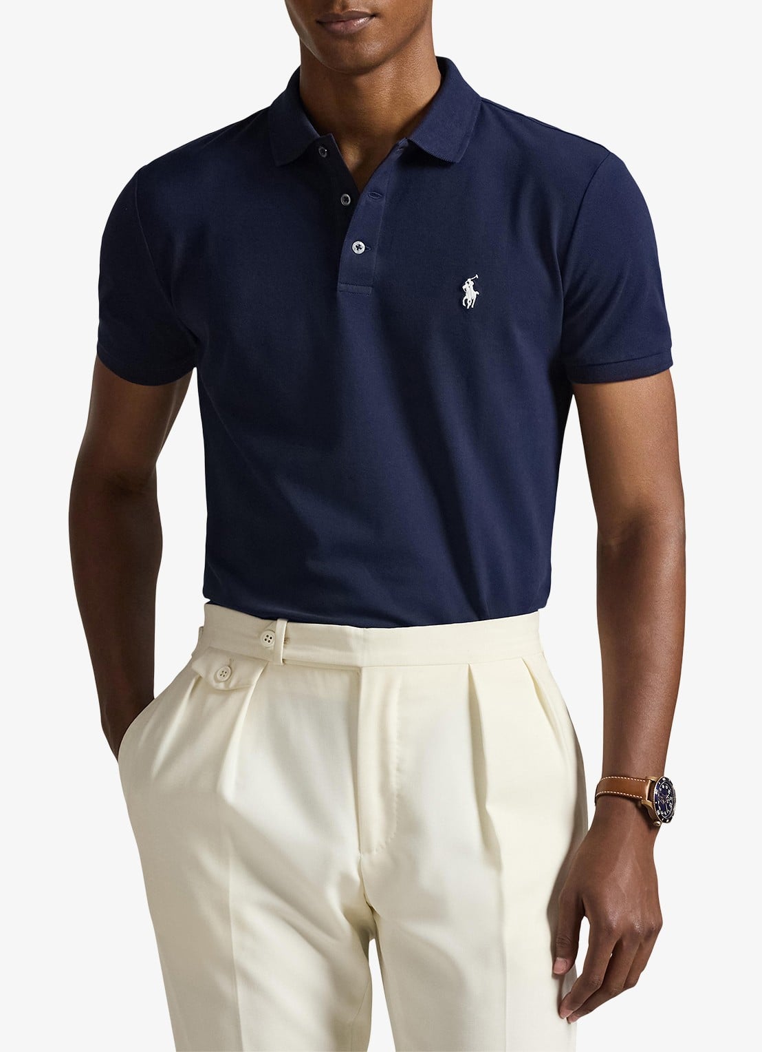 Ralph Lauren Custom slim fit polo met stretch - detail 2 refined navy / donkerblauw