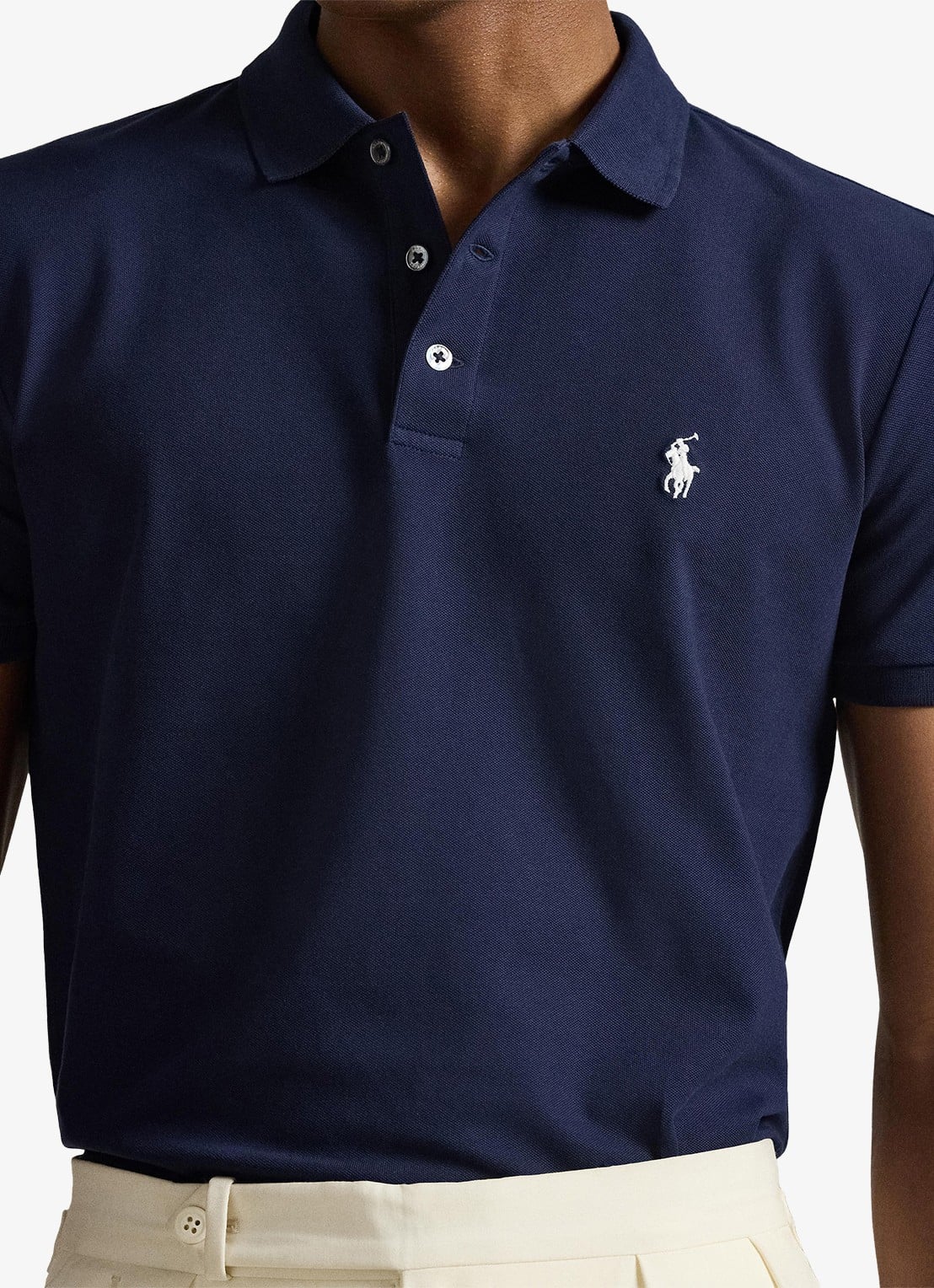 Ralph Lauren Custom slim fit polo met stretch - detail 3 refined navy / donkerblauw
