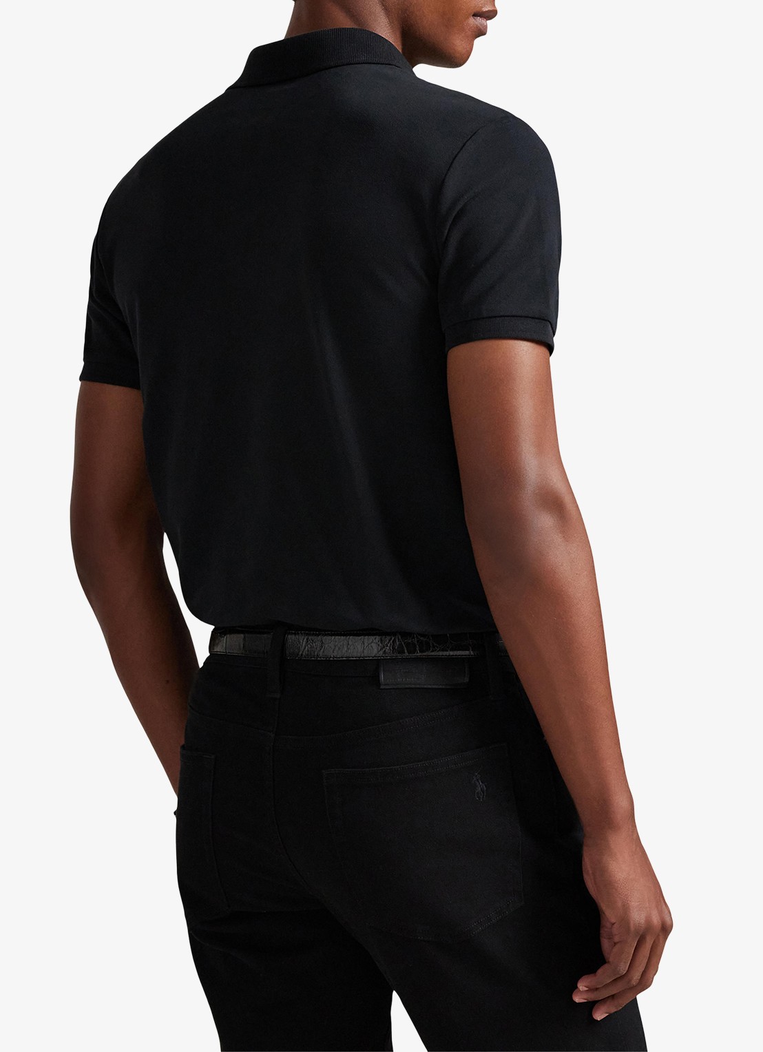 Ralph Lauren Custom slim fit polo met stretch - achterkant 5 polo black/smoke / zwart
