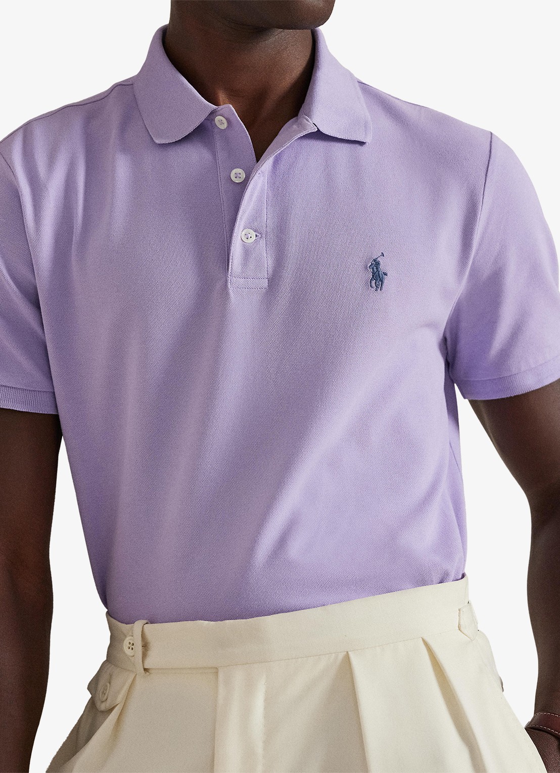 Ralph Lauren Custom slim fit polo met stretch - detail 5 powder purple / lichtpaars