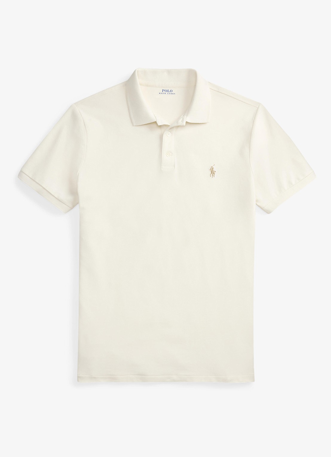 Ralph Lauren Custom slim fit polo met stretch - voorkant 2 pale cream / crème