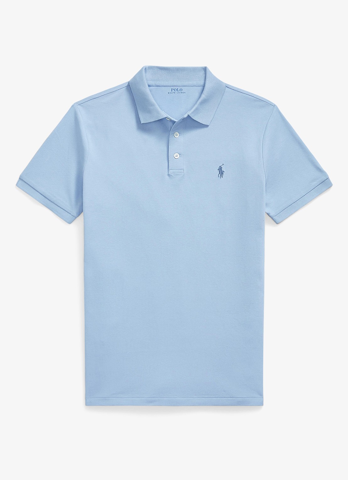 Ralph Lauren Custom slim fit polo met stretch - voorkant chambray blue/c7563-zxj2