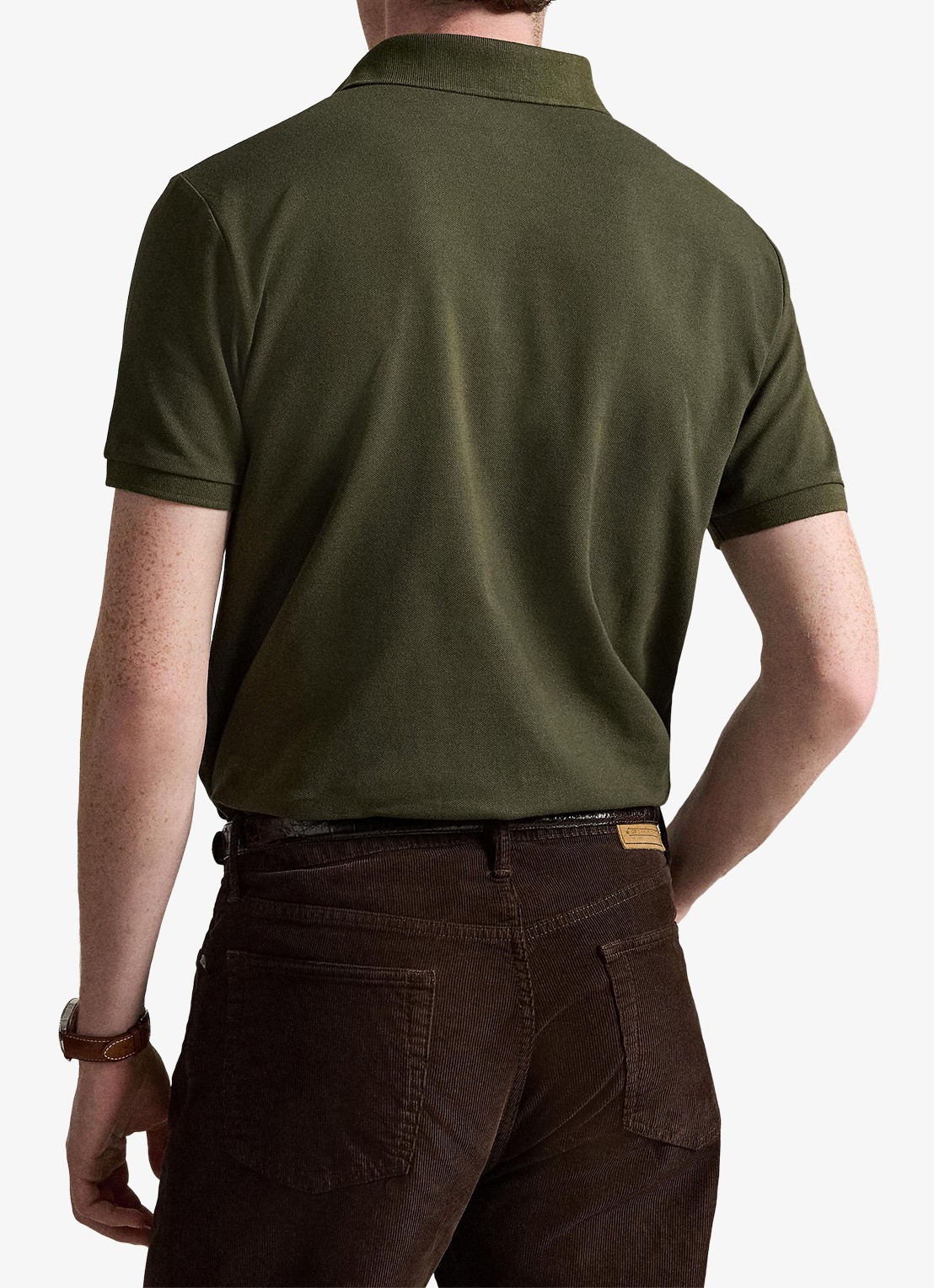 Ralph Lauren Custom slim fit polo met stretch - achterkant 3 company olive/smoke / olijfgroen