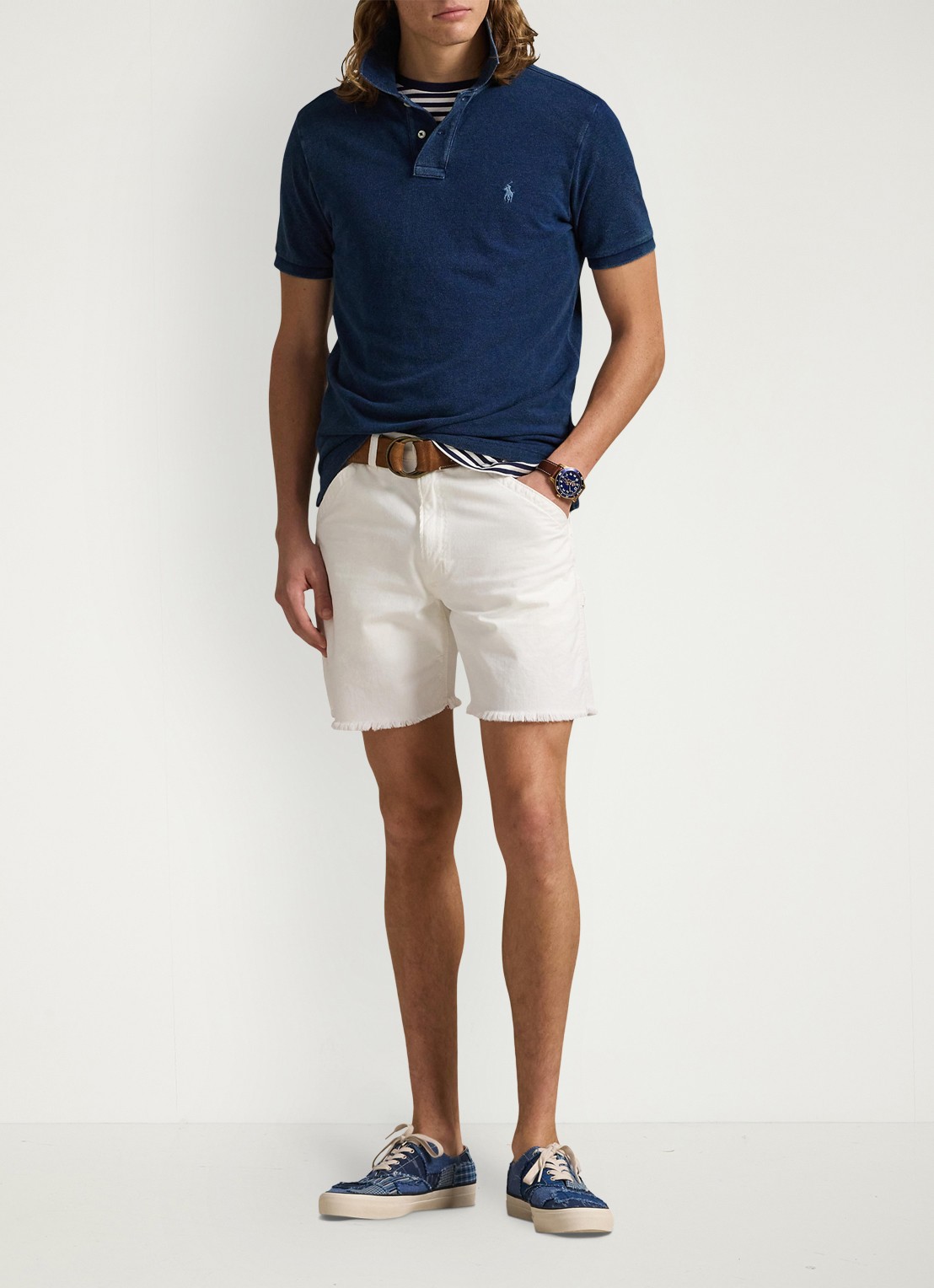 Ralph Lauren Custom slim fit polo van piqué katoen met logo - voorkant 3 dark indigo / donkerblauw