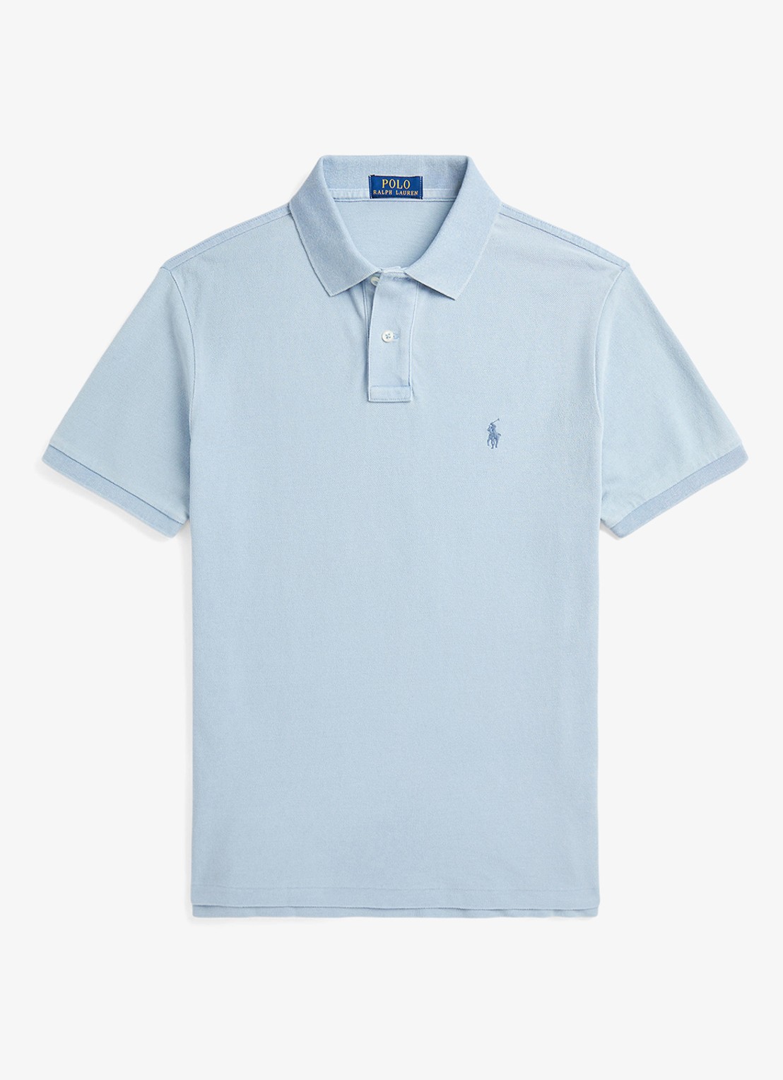 Ralph Lauren Custom slim fit polo van piqué katoen met logo - voorkant 3 light indigo / lichtblauw
