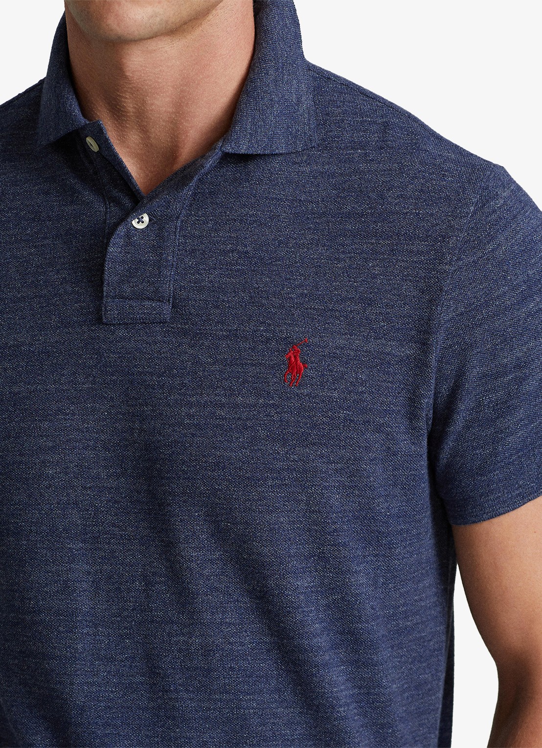 Ralph Lauren Custom slim fit polo van piqué katoen met logoborduring - detail 2 classic royal heather / blauw