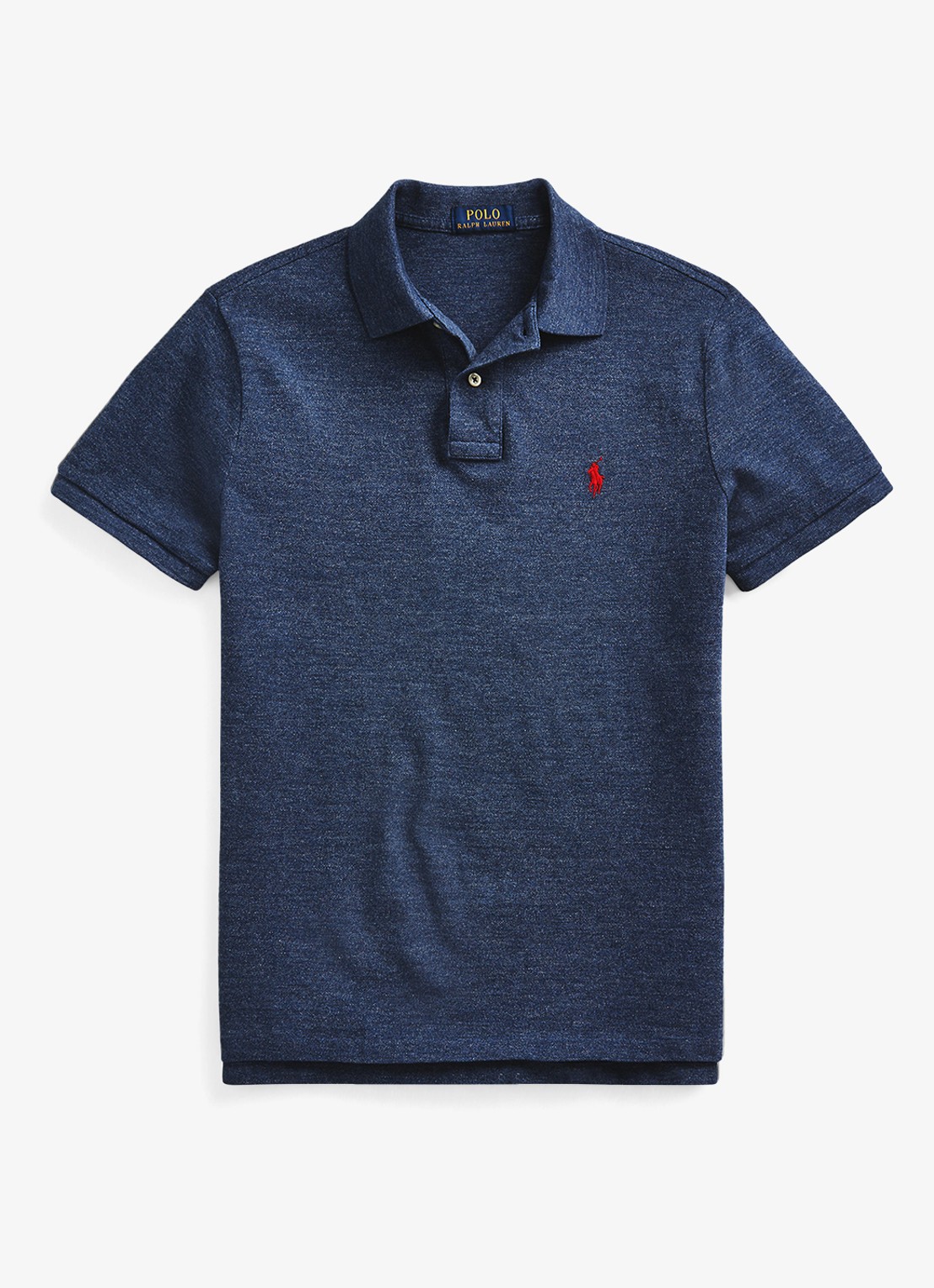 Ralph Lauren Custom slim fit polo van piqué katoen met logoborduring - voorkant 3 classic royal heather / blauw