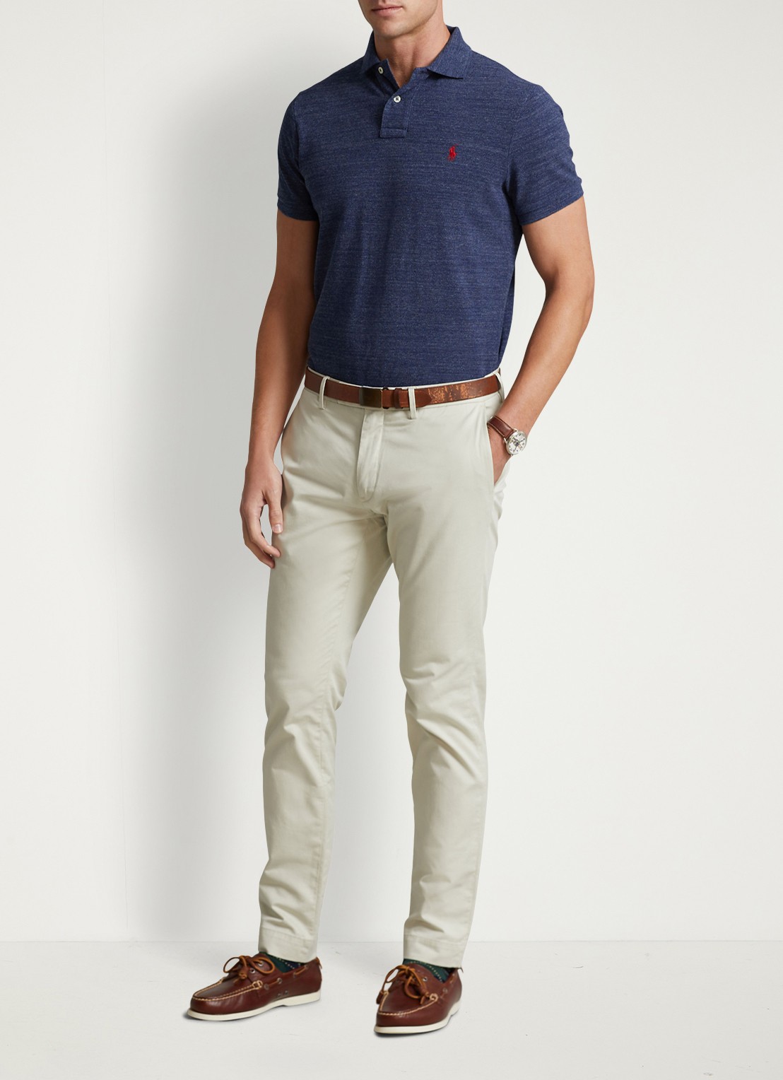Ralph Lauren Custom slim fit polo van piqué katoen met logoborduring - voorkant 4 classic royal heather / blauw