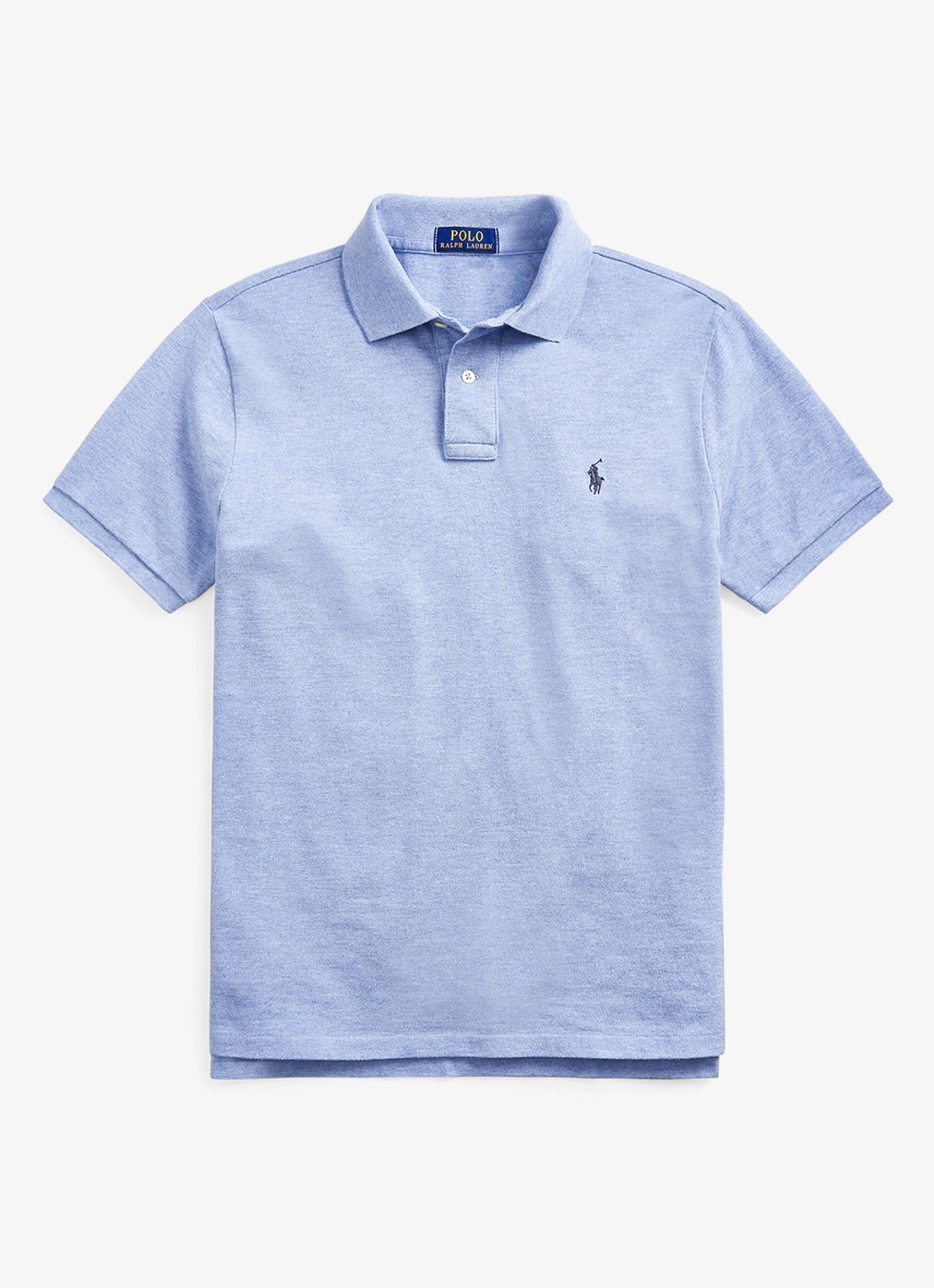 Ralph Lauren Custom slim fit polo van piqué katoen met logoborduring - voorkant 3 jamaica heather / lichtblauw