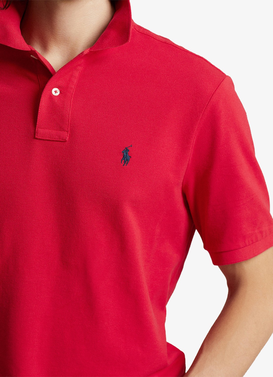 Ralph Lauren Custom slim fit polo van piqué katoen met logoborduring - detail 4 rl2000 red / rood
