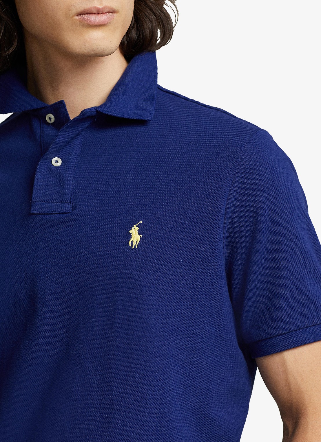 Ralph Lauren Custom slim fit polo van piqué katoen met logoborduring - detail 5 fall royal/c1229