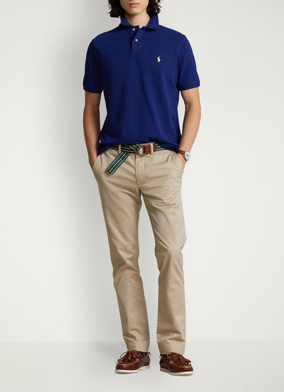 Ralph Lauren Custom slim fit polo van piqué katoen met logoborduring - voorkant 3 fall royal/c1229