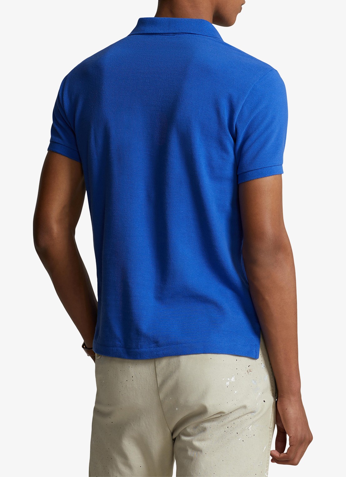 Ralph Lauren Custom slim fit polo van piqué katoen met logoborduring - achterkant 3 new iris blue / blauw
