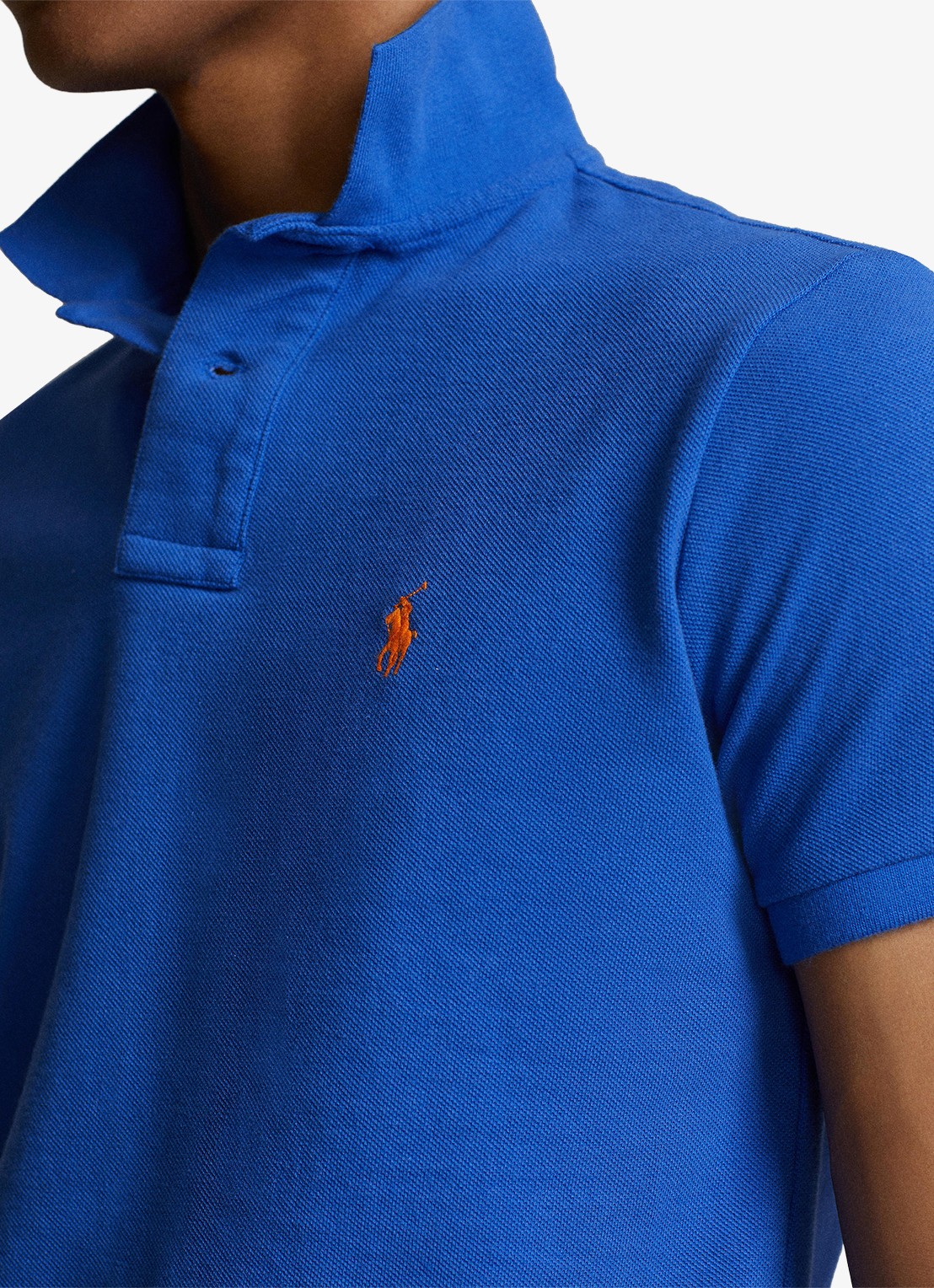 Ralph Lauren Custom slim fit polo van piqué katoen met logoborduring - detail 2 new iris blue / blauw