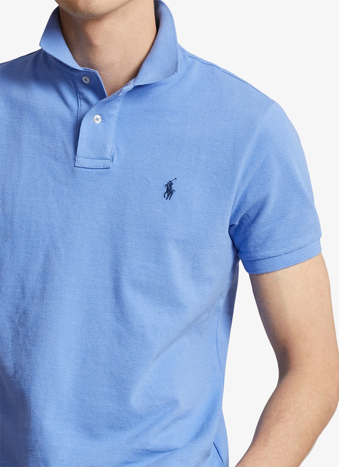 Ralph Lauren Custom slim fit polo van piqué katoen met logoborduring - detail 5 harbor island blue/c7998