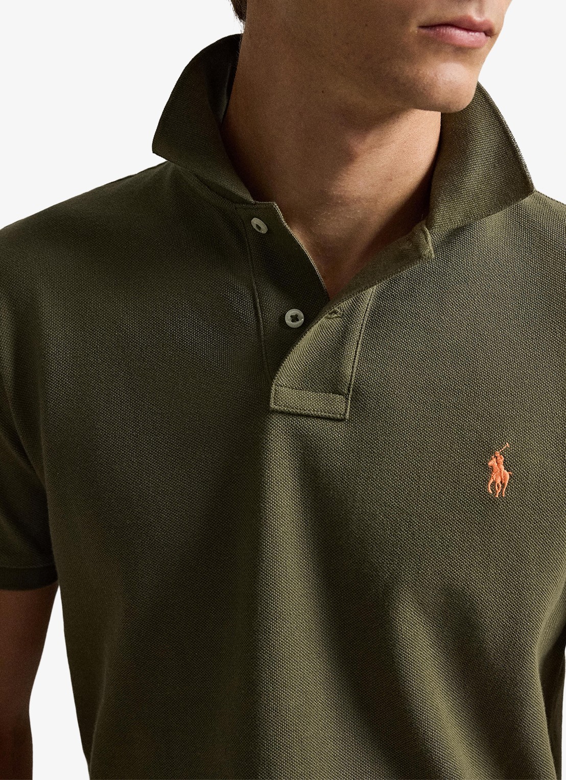 Ralph Lauren Custom slim fit polo van piqué katoen met logoborduring - detail 4 defender green/c2226