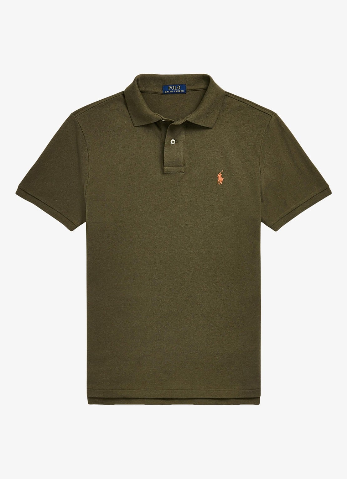 Ralph Lauren Custom slim fit polo van piqué katoen met logoborduring - voorkant defender green/c2226
