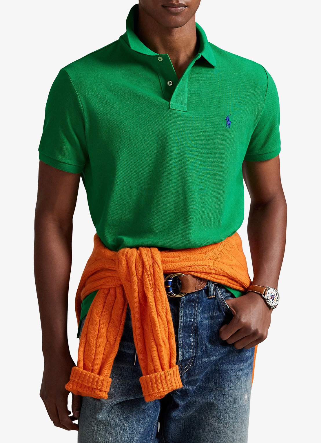 Ralph Lauren Custom slim fit polo van piqué katoen met logoborduring - detail 2 billiard/c7315
