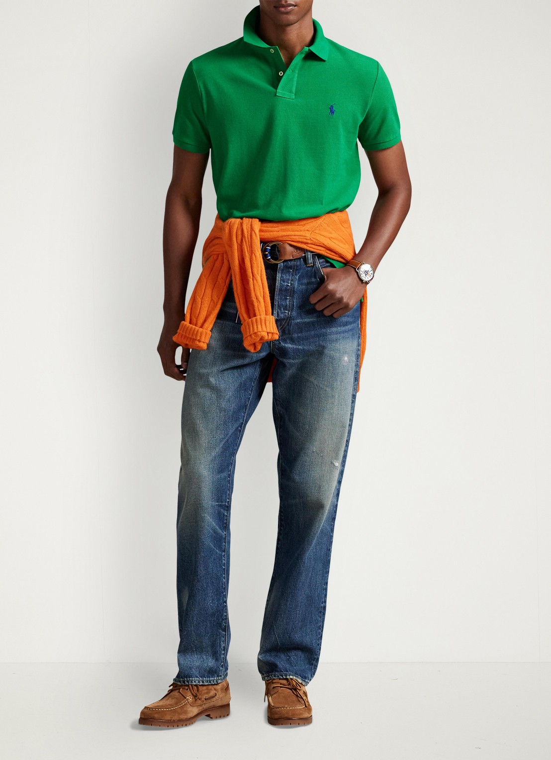 Ralph Lauren Custom slim fit polo van piqué katoen met logoborduring - voorkant 5 billiard/c7315