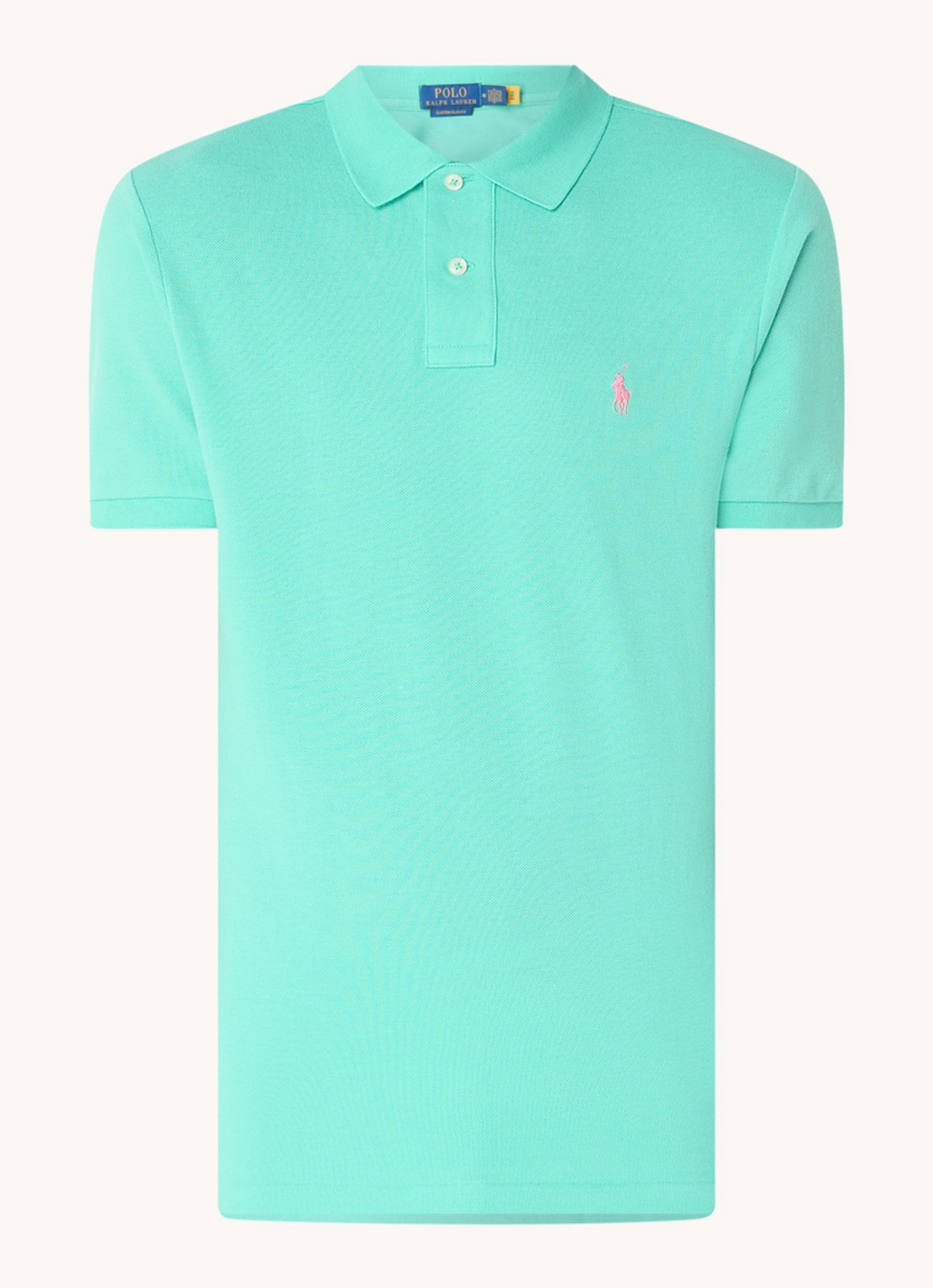 Ralph Lauren Custom slim fit polo van piqué katoen met logoborduring - voorkant 2 sunset green/c3125