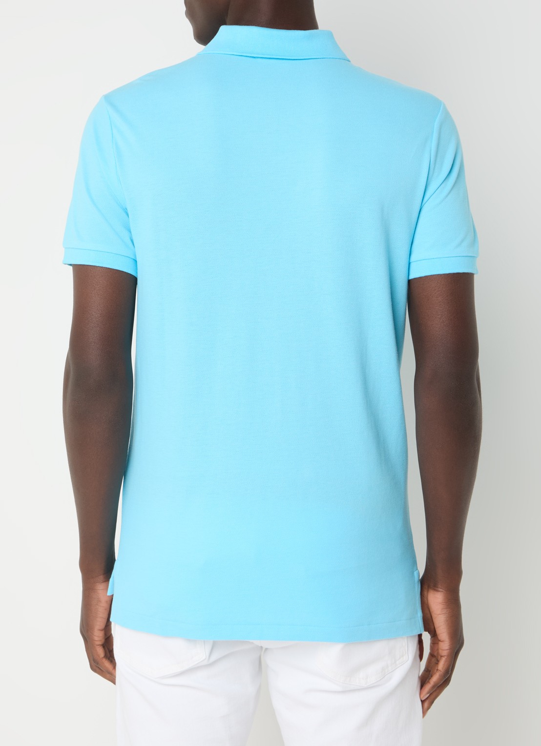 Ralph Lauren Custom slim fit polo van piqué katoen met logoborduring - achterkant 2 turquoise nova/c3664