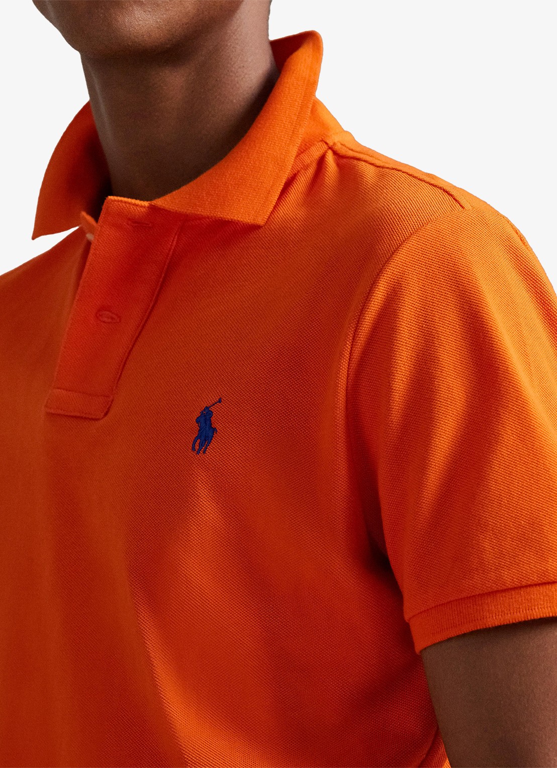 Ralph Lauren Custom slim fit polo van piqué katoen met logoborduring - detail 5 sailing orange/c7318