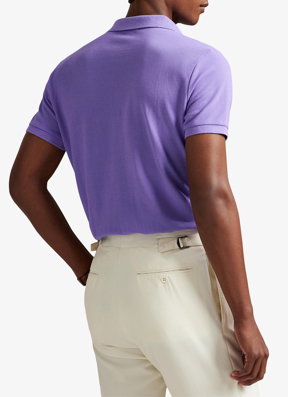 Ralph Lauren Custom slim fit polo van piqué katoen met logoborduring - achterkant hampton purple/c6103