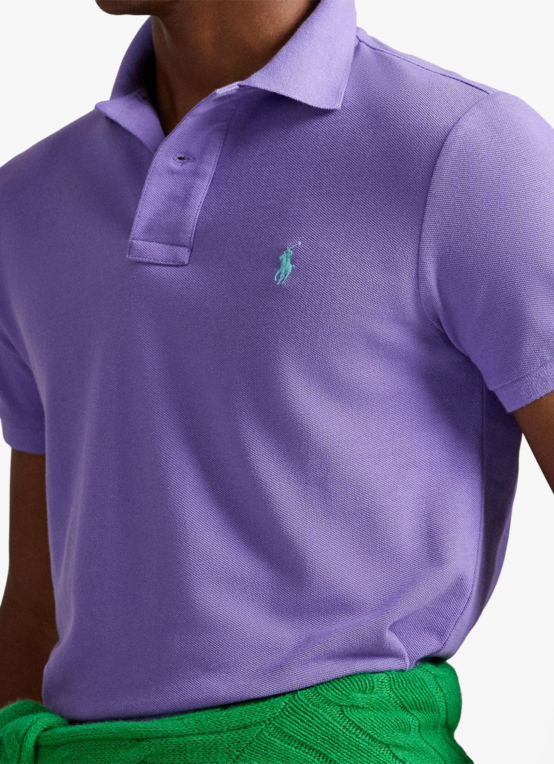 Ralph Lauren Custom slim fit polo van piqué katoen met logoborduring - detail 5 hampton purple/c6103