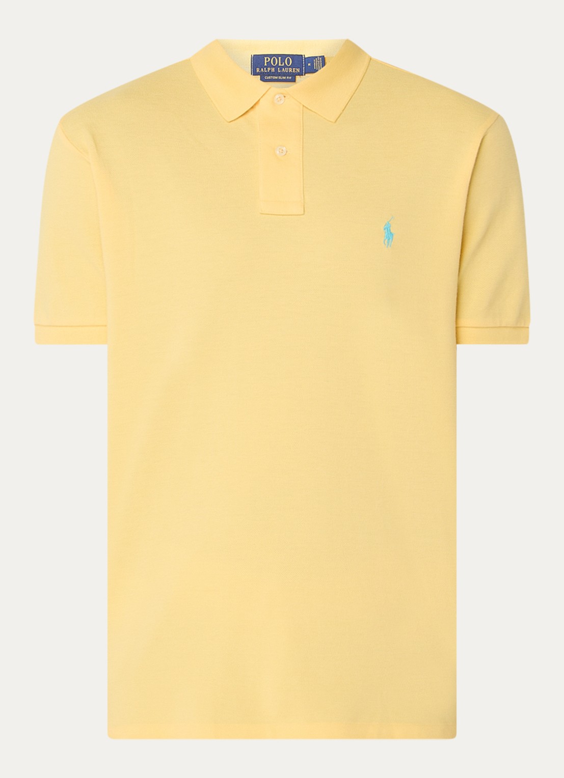 Ralph Lauren Custom slim fit polo van piqué katoen met logoborduring - voorkant corn yellow/c6103