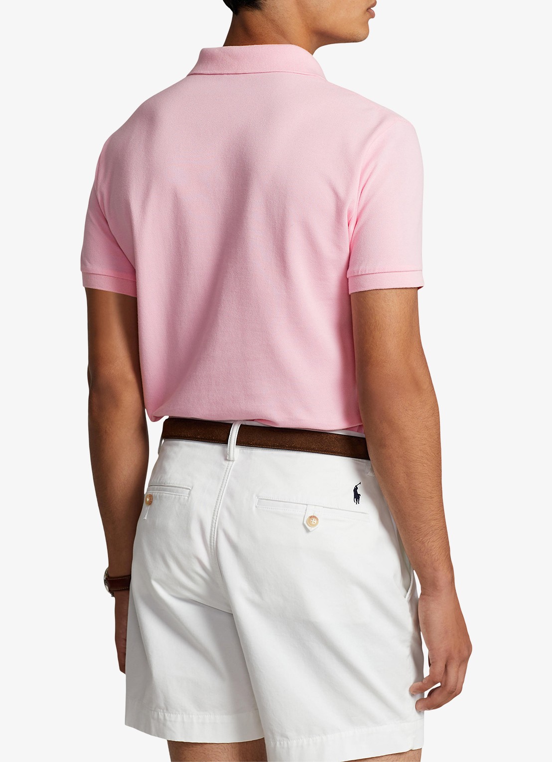 Ralph Lauren Custom slim fit polo van piqué katoen met logoborduring - achterkant carmel pink / lichtroze