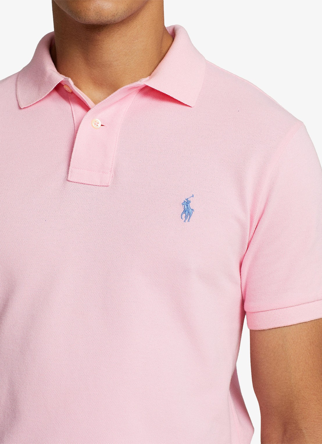 Ralph Lauren Custom slim fit polo van piqué katoen met logoborduring - detail 7 carmel pink / lichtroze